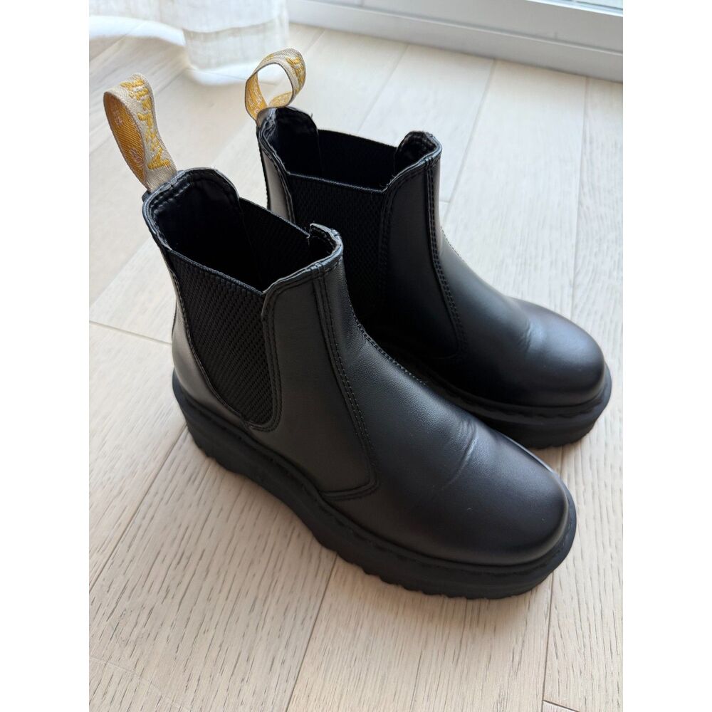 Vegan Dr. Martens black platform Chelsea boots